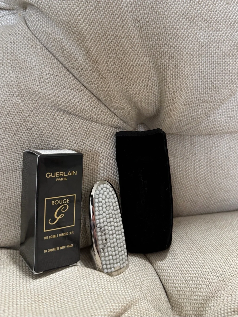 NIB RARE GUERLAIN PARIS Rouge G Double Mirror Jewel Lipstick Case in Pearly Glow